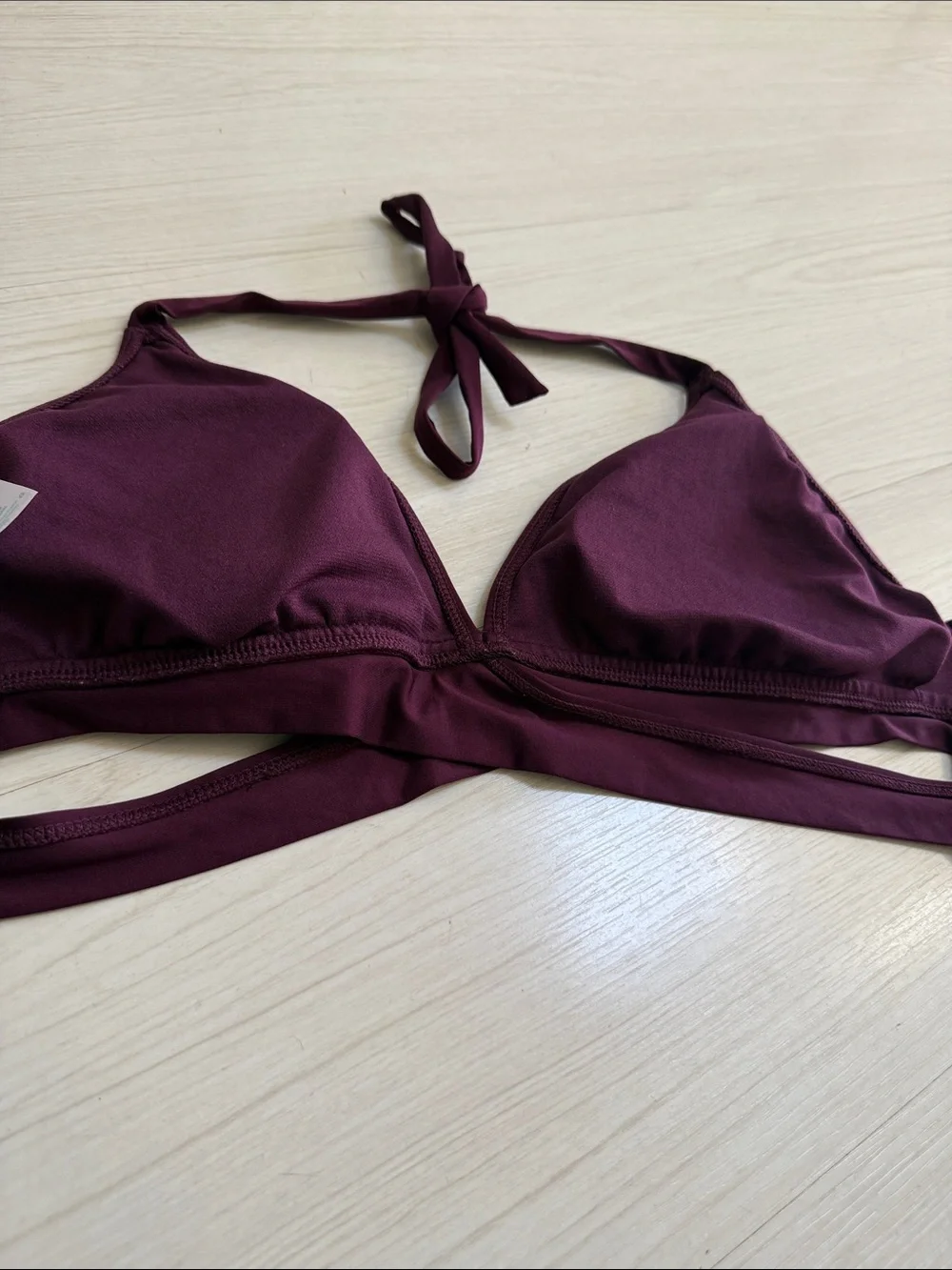 Kona Wrap-Style Triangle Bikini Top in Deep Wine
